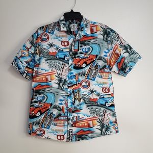 Mens XL Classic Car Cruising Mumy Room Button Front Shirt Colorful Loud